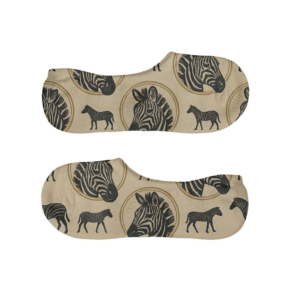 Safari Poster Stripe Medallions custom no-show socks
