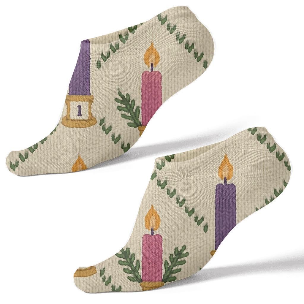 Knitted Illusion Advent Candles Lattice stylish athletic ankle socks