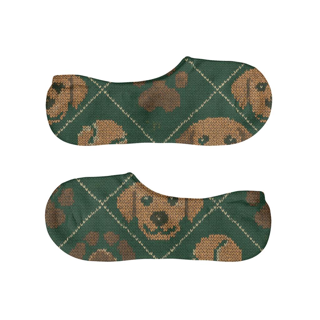 Knitted Park Lattice Labrador Retriever Pattern designer printed no-show socks