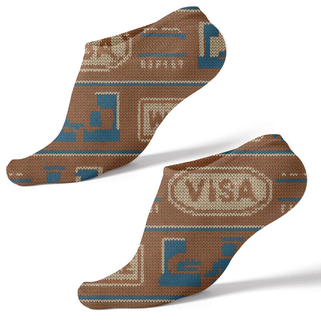 Immigration Officer Knit Illusion Stamp Stripework personalized ankle socks