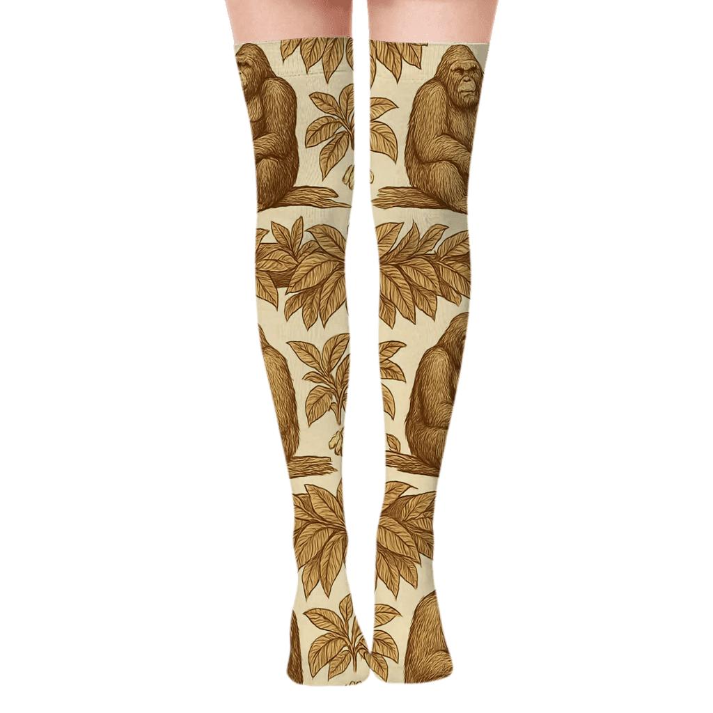 Vintage Poster Look With Ape Canopy Bands personalized over-the-knee socks