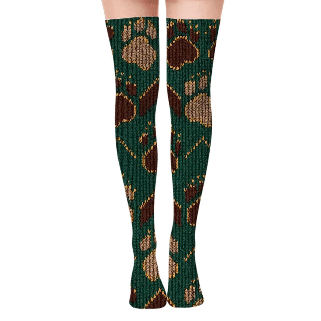 Bear Paw Chevron Knit Illusion comfortable cotton over-the-knee socks