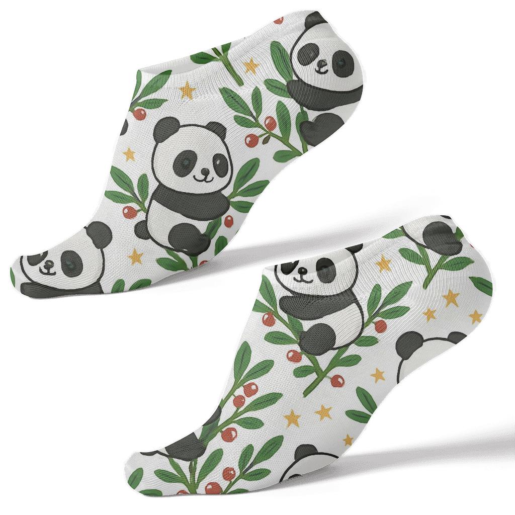Mistletoe Panda Bamboo Chevron On White Background designer print ankle socks