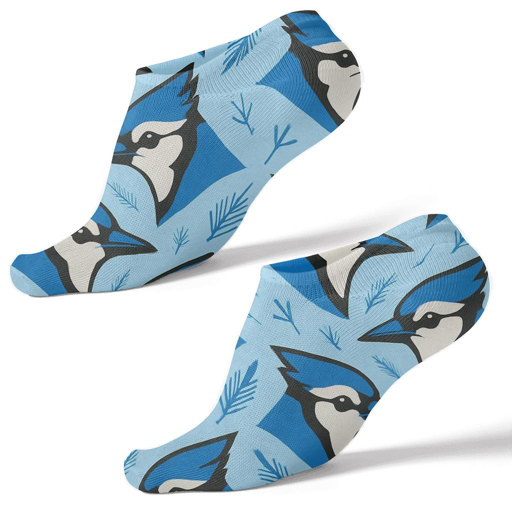 Blue Jay Crest Chevron On Pale Sky Blue Background premium sports ankle socks