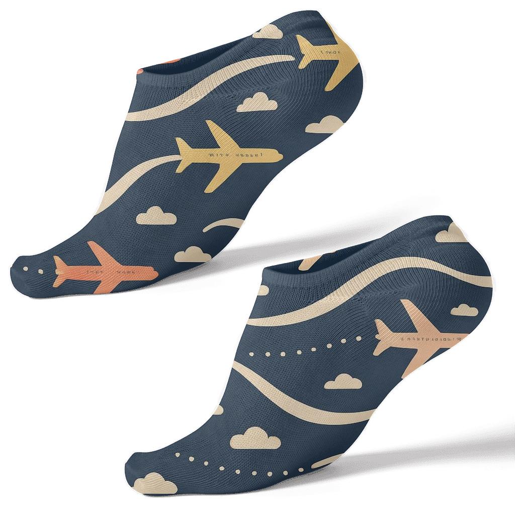 Airplane Contrail Ribbon Bands In Sunset Sky soft everyday ankle socks