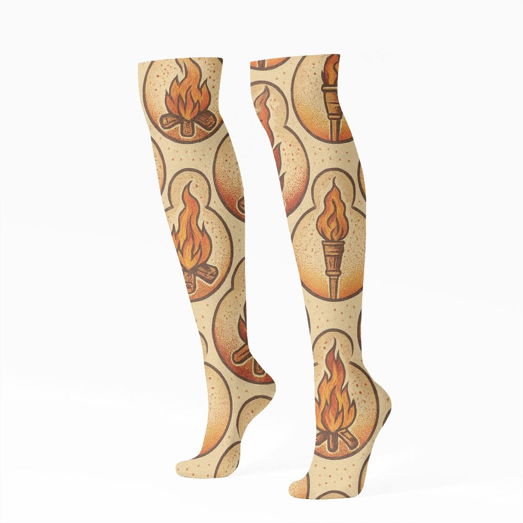 Vintage Matchbox Campfire Medallion Repeat premium sports knee-high socks