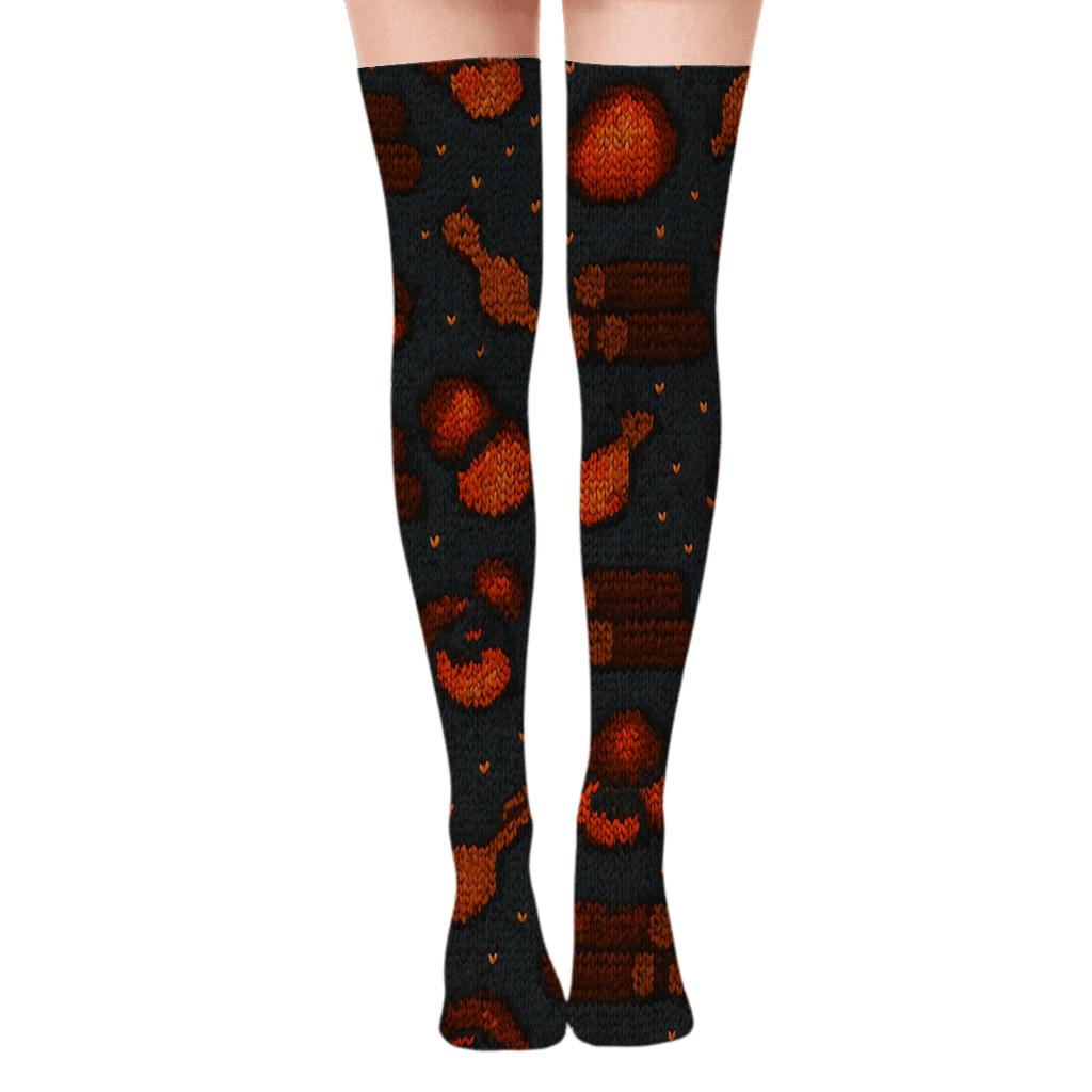 Heart Ember Knit Illusion Log Lattice soft everyday over-the-knee socks