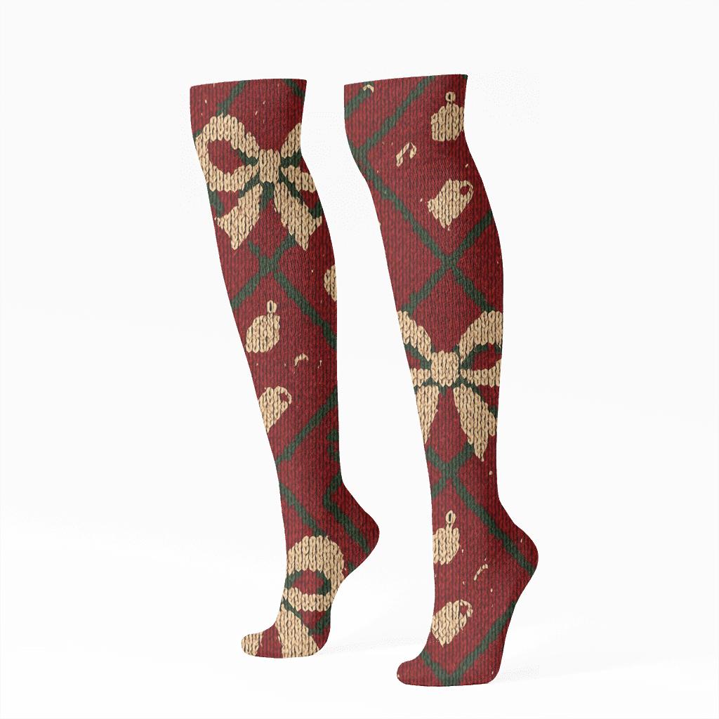 Knit Illusion Presents Bow Lattice soft everyday knee-high socks