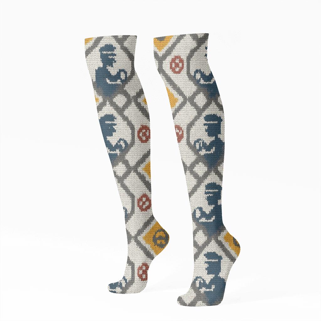 Bus Driver Knit Illusion Seat Lattice designer print knee-high socks