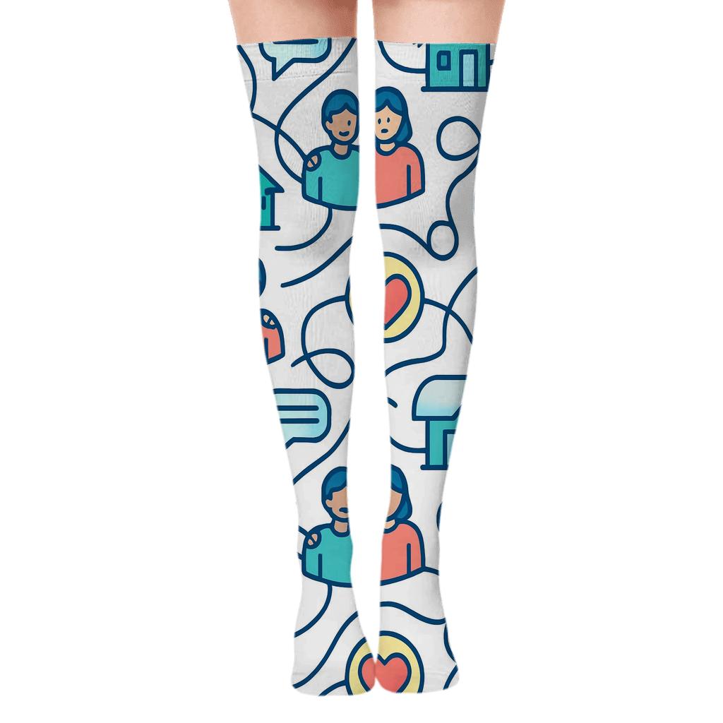 Care Icon Tessellation For The Social Worker stylish fashion over-the-knee socks