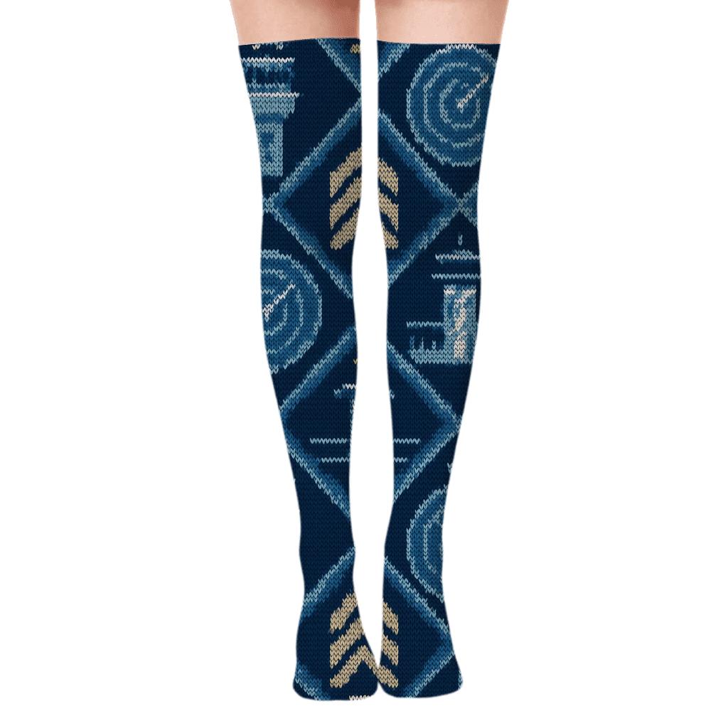 Radar Knit Illusion For Air Traffic Controller premium cozy over-the-knee socks