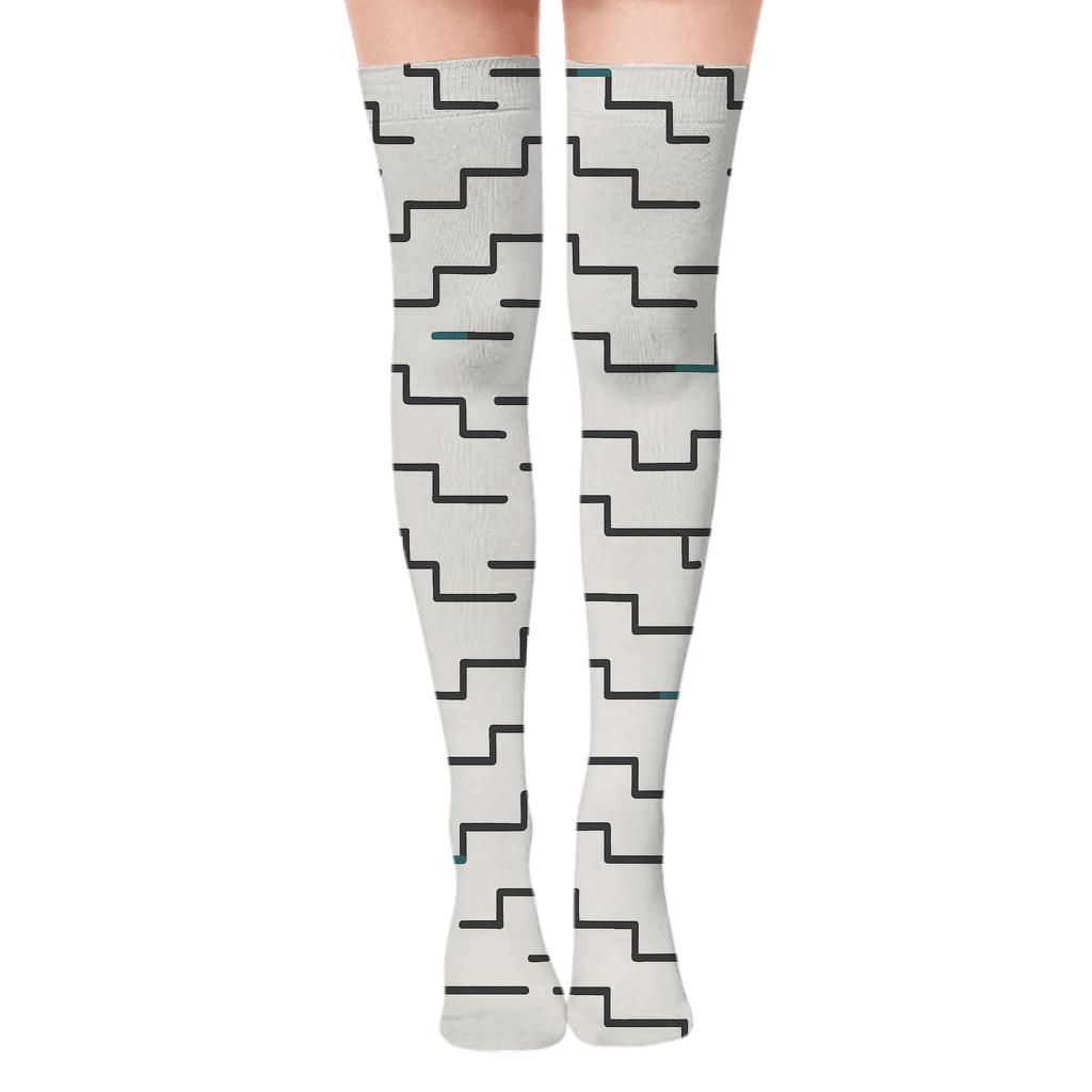 Thin Step Stripe Circuit soft everyday over-the-knee socks