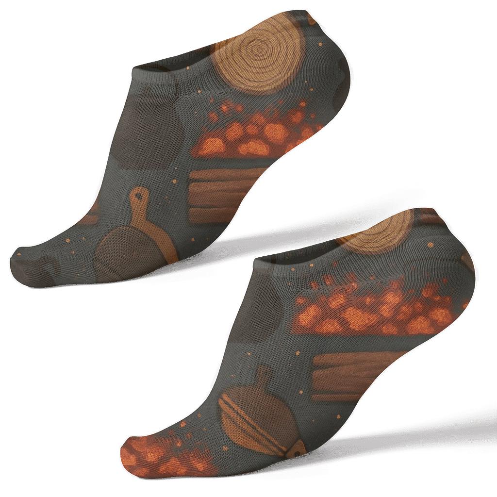 Rustic Collage Hearth Pattern With Heart Warmth soft everyday ankle socks