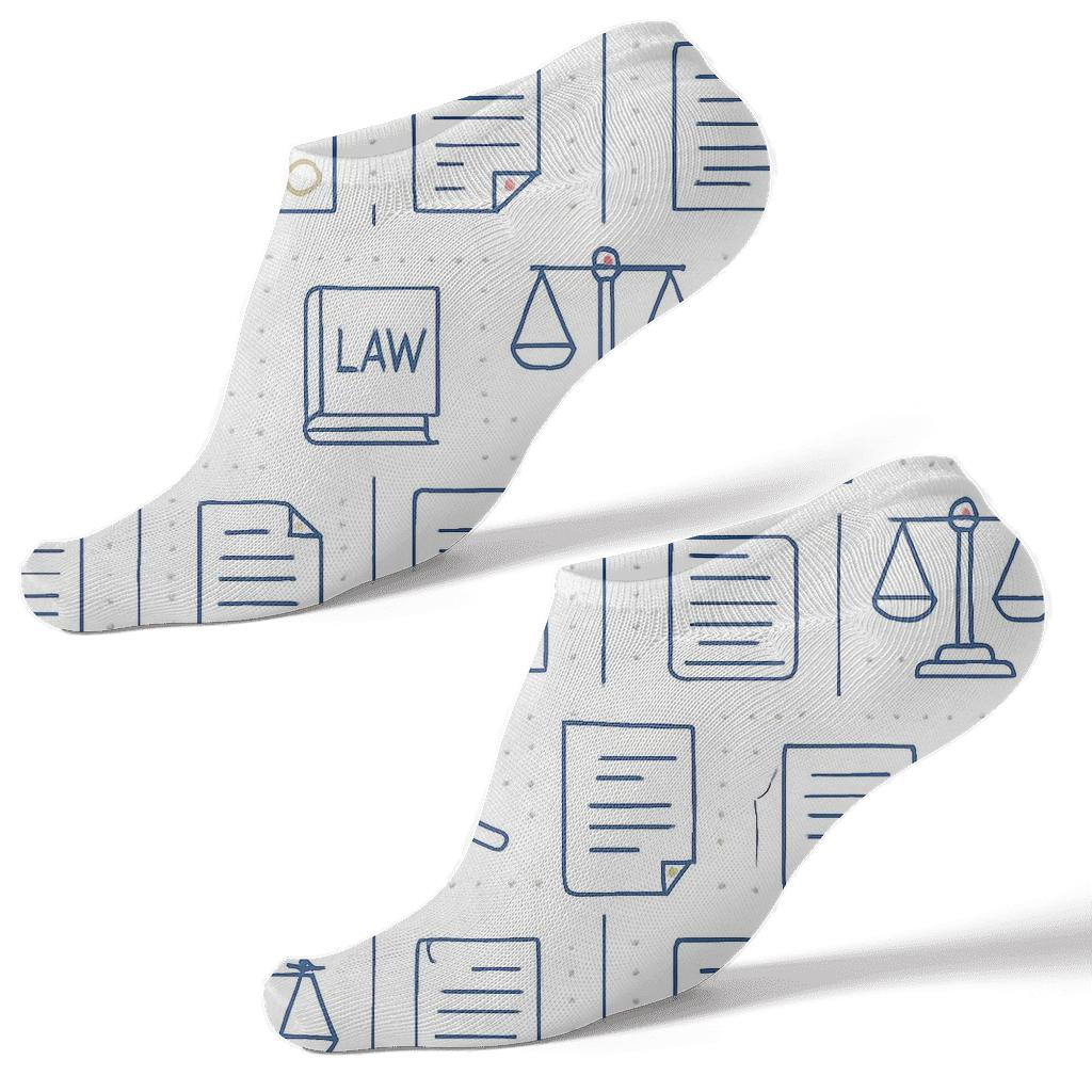 Courtroom Blueprints With Lawyer Motif Bands trendy patterned ankle socks
