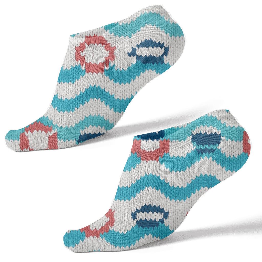 Knitted Sailor Wave Chevron Pattern comfortable cotton ankle socks