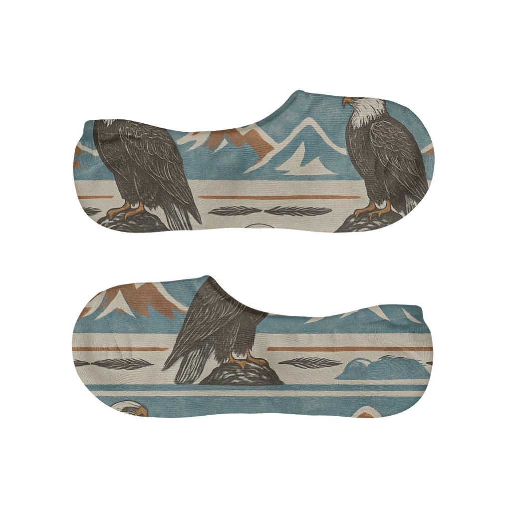 Mountain Band Poster Print With Eagle Motif designer printed no-show socks