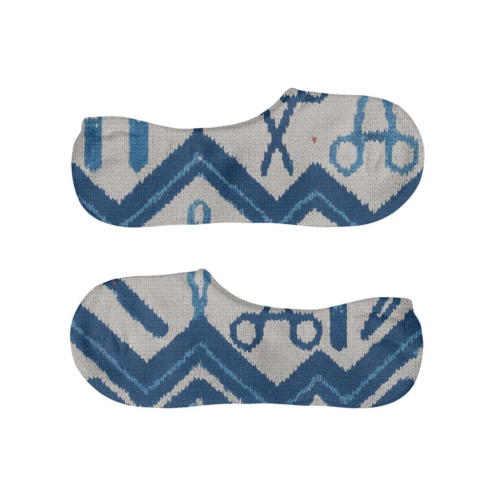 Surgical Blue Surgeon Instrument Chevron soft cotton no-show socks