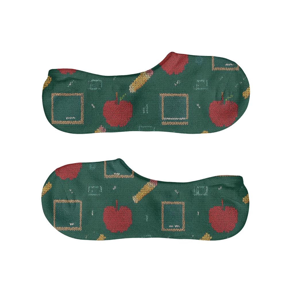 Apple Lattice With Teacher Doodles custom no-show socks