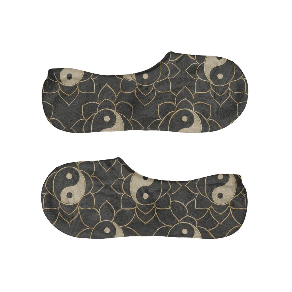 Charcoal Teardrop Mandala Lattice low cut no-show socks