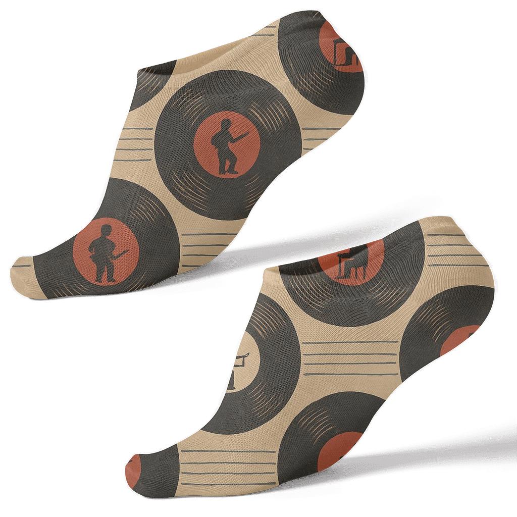 Vinyl Records With Musician Parade unique graphic ankle socks