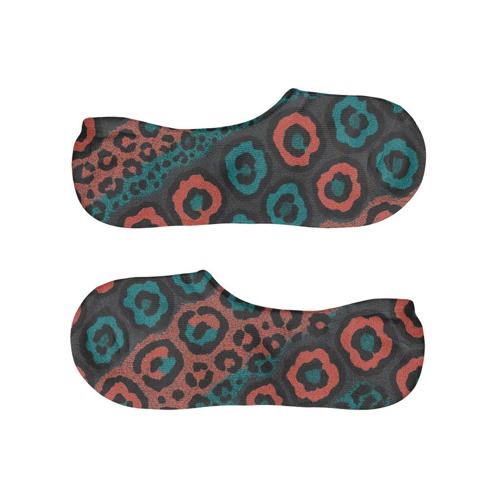 Neon Rosette Wave Bands On Charcoal Background comfortable invisible socks