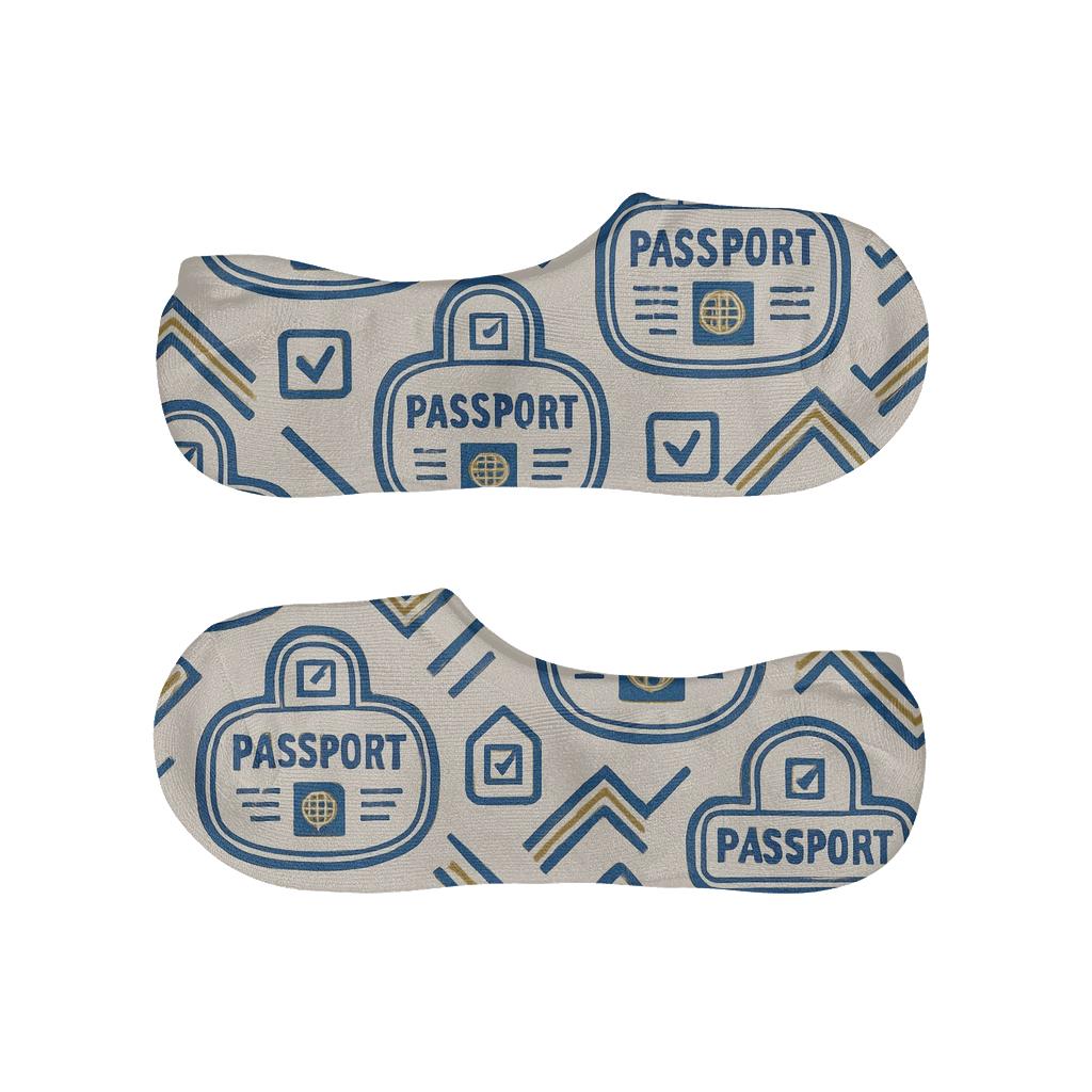 Passport Stamp Chevron With Customs Officer Accents low cut no-show socks