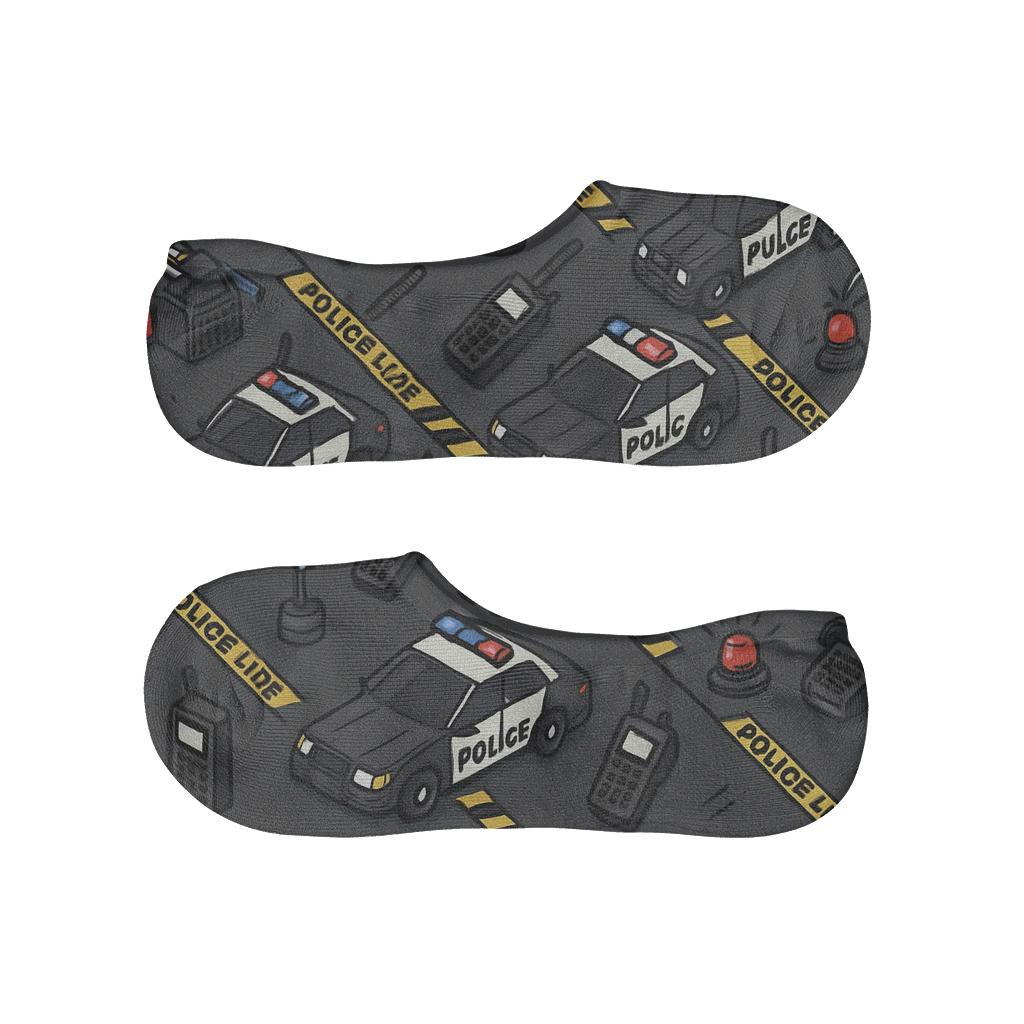 City Night Patrol Grid With Police Officer Accents soft cotton no-show socks