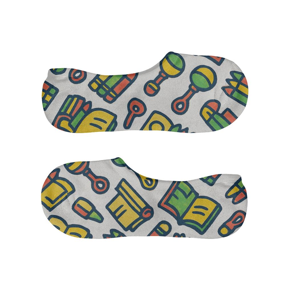Storybook Tiles Childcare Worker Pattern designer print no-show socks