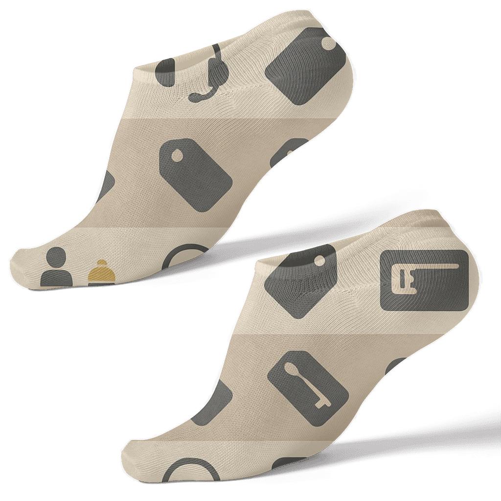 Pattern Bands With Hotel Receptionist Counter Icons stylish athletic ankle socks