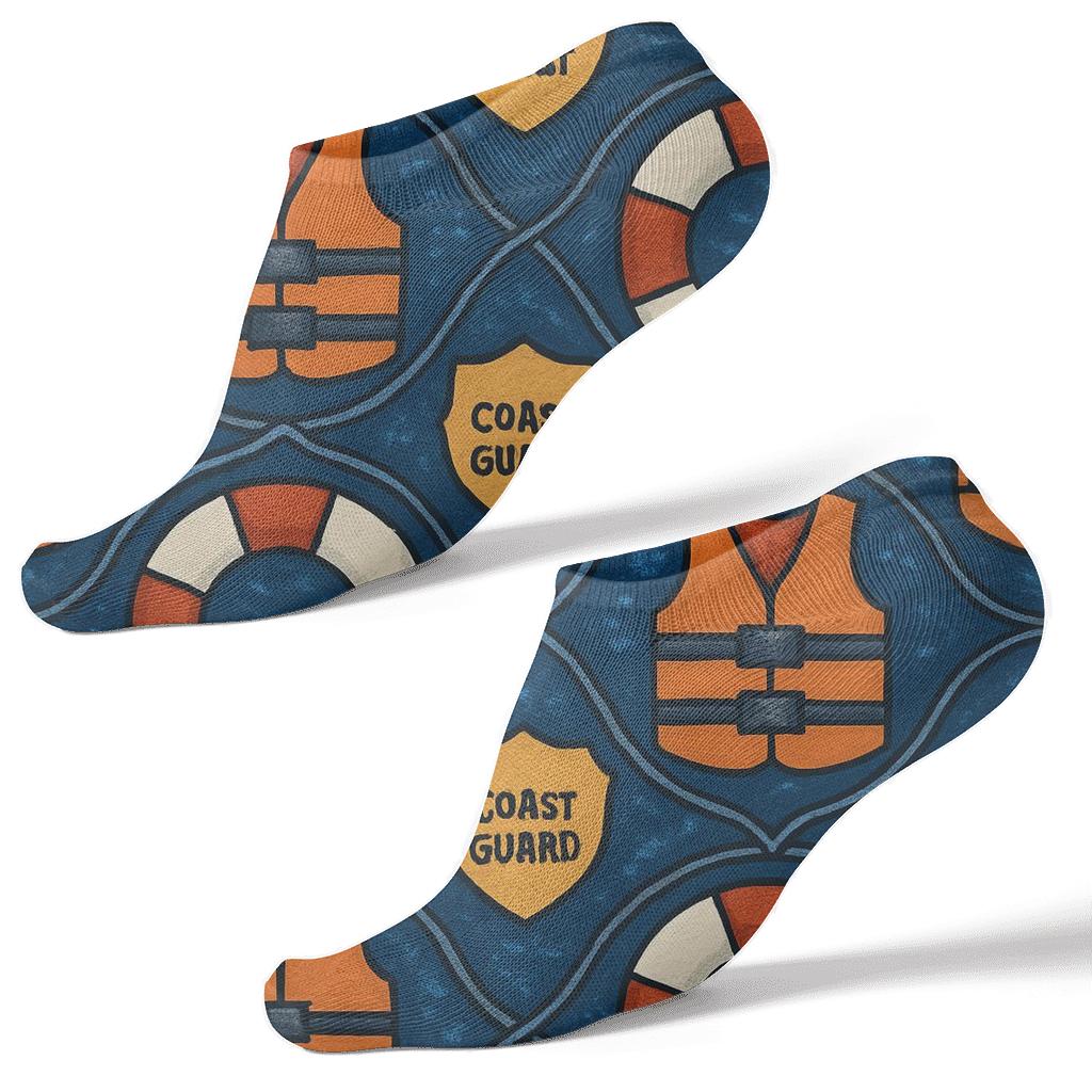 Rescue Buoy Lattice For Coast Guard Officer personalized ankle socks