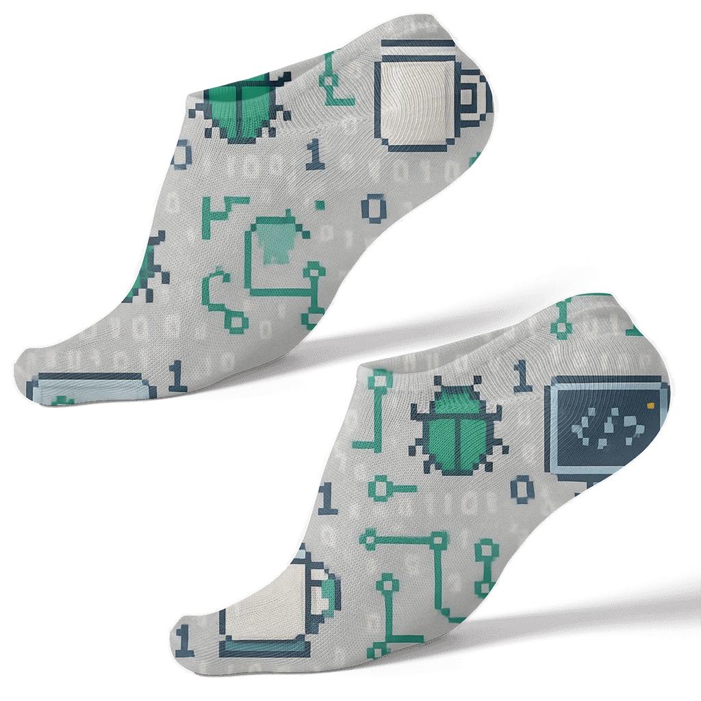 Pixel Patchwork For A Software Developer Debug Night Shift premium sports ankle socks