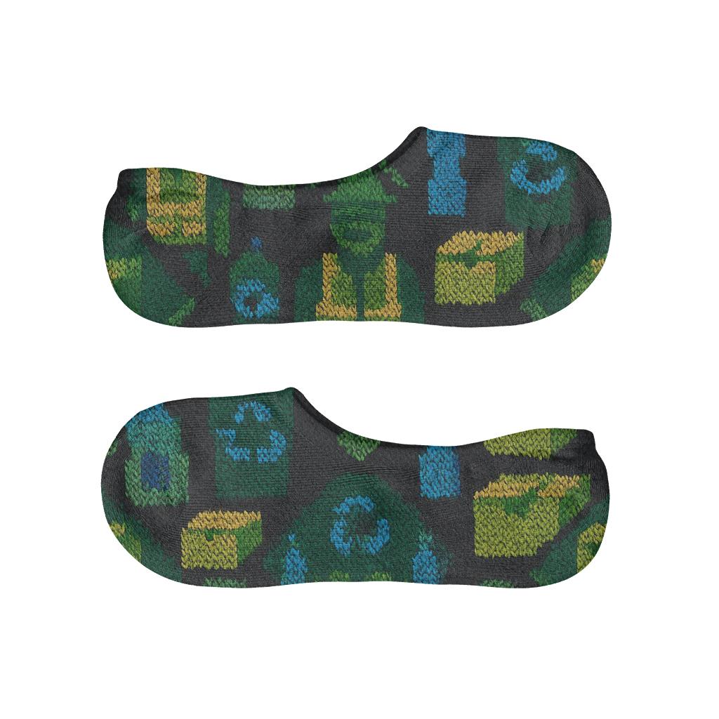 Recycling Plant Worker Knit Illusion Tilework breathable seamless no-show sockscustom no-show socks
