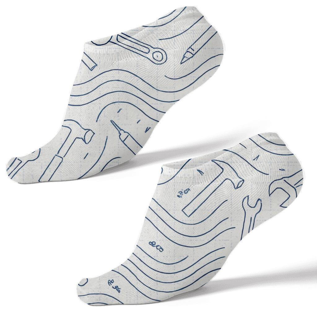 Blueprint Wave Construction Worker Lattice personalized ankle socks