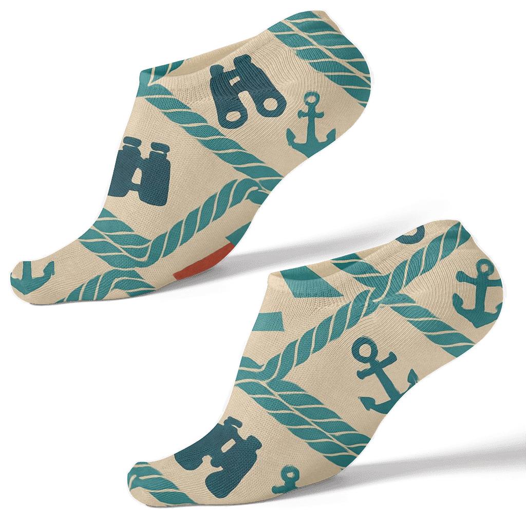 Coast Guard Officer Rope Band Chevron Grid trendy patterned ankle socks