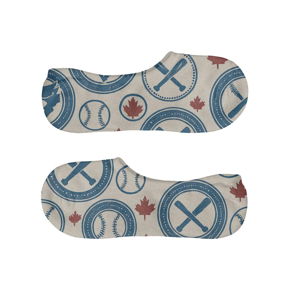 Feather Medallions With Blue Jays Orbit Repeat anti-slip no-show socks