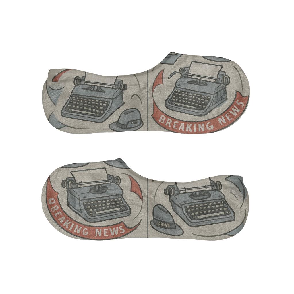 Journalist Newsprint Carousel Grid trendy no-show sock styles