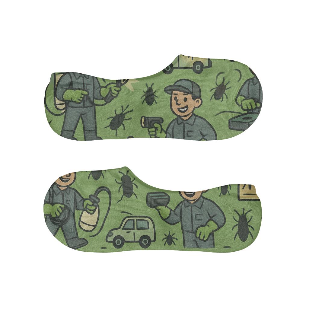 Service Collage In Action With Pest Control Technician Motif personalized invisible socks