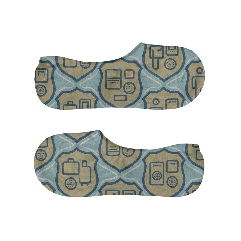 Customs Officer Badge Lattice On Sky Blue Field trendy no-show sock styles