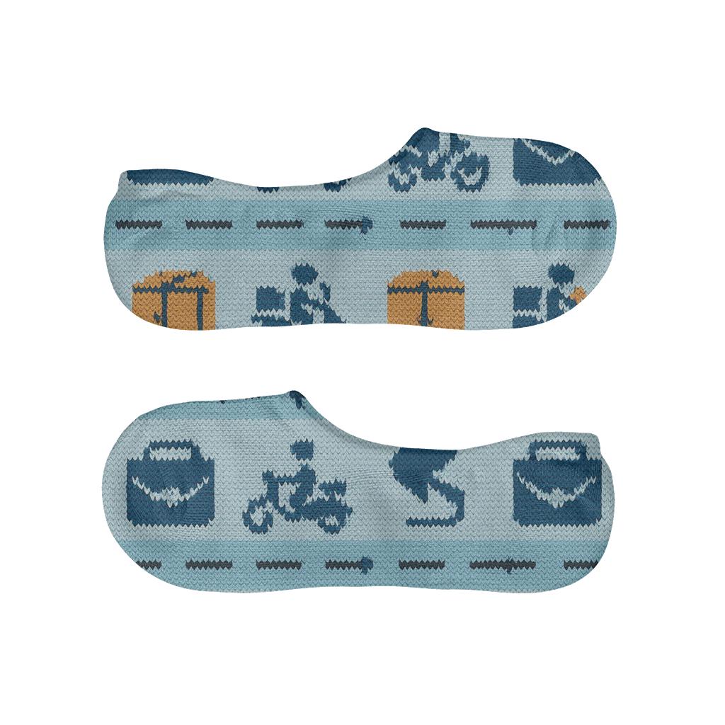 City Route Knit Illusion Courier Pattern Bands designer print no-show socks