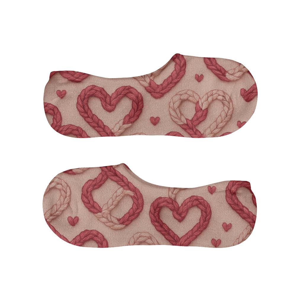 Valentines Infinity Heart Knit Loop Tessellation personalized no-show socks