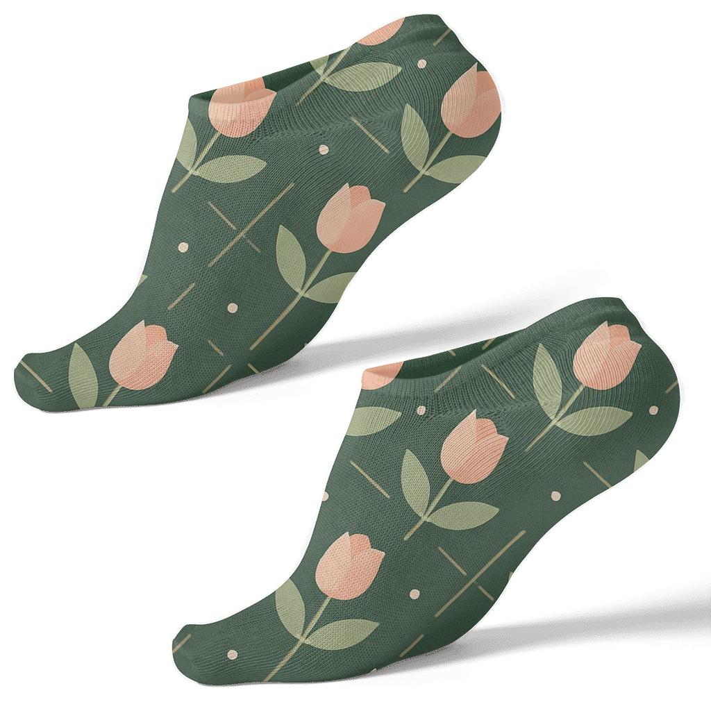 Rosebud Lattice With Valentines Rose Accent designer print ankle socks