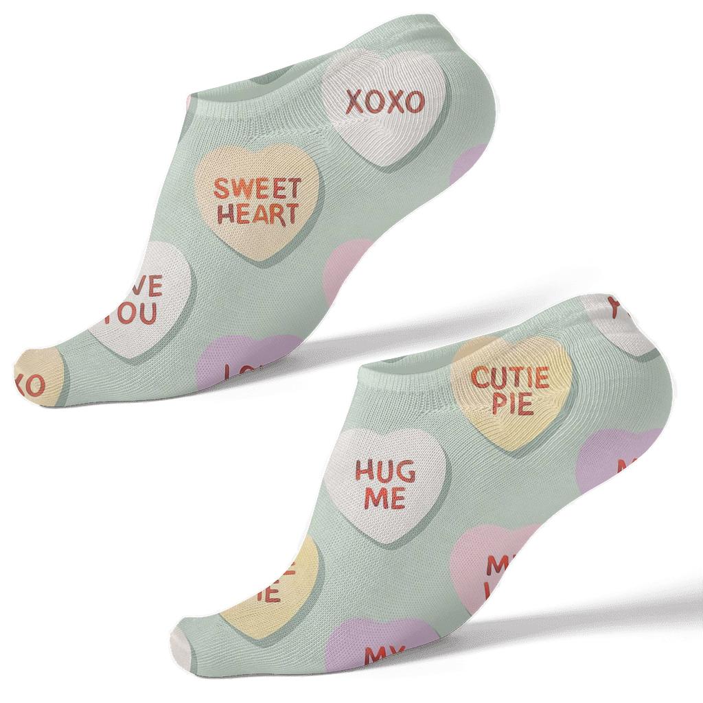 Pastel Candy Heart Message Tiles With Minimal Valentine Accent soft everyday ankle socks