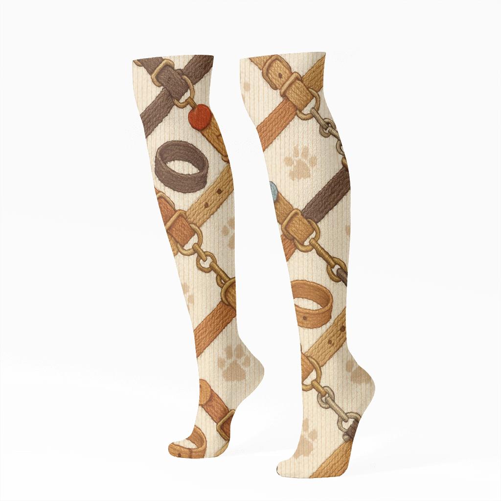 Knitted Lattice Dog Collar Parade soft everyday knee-high socks