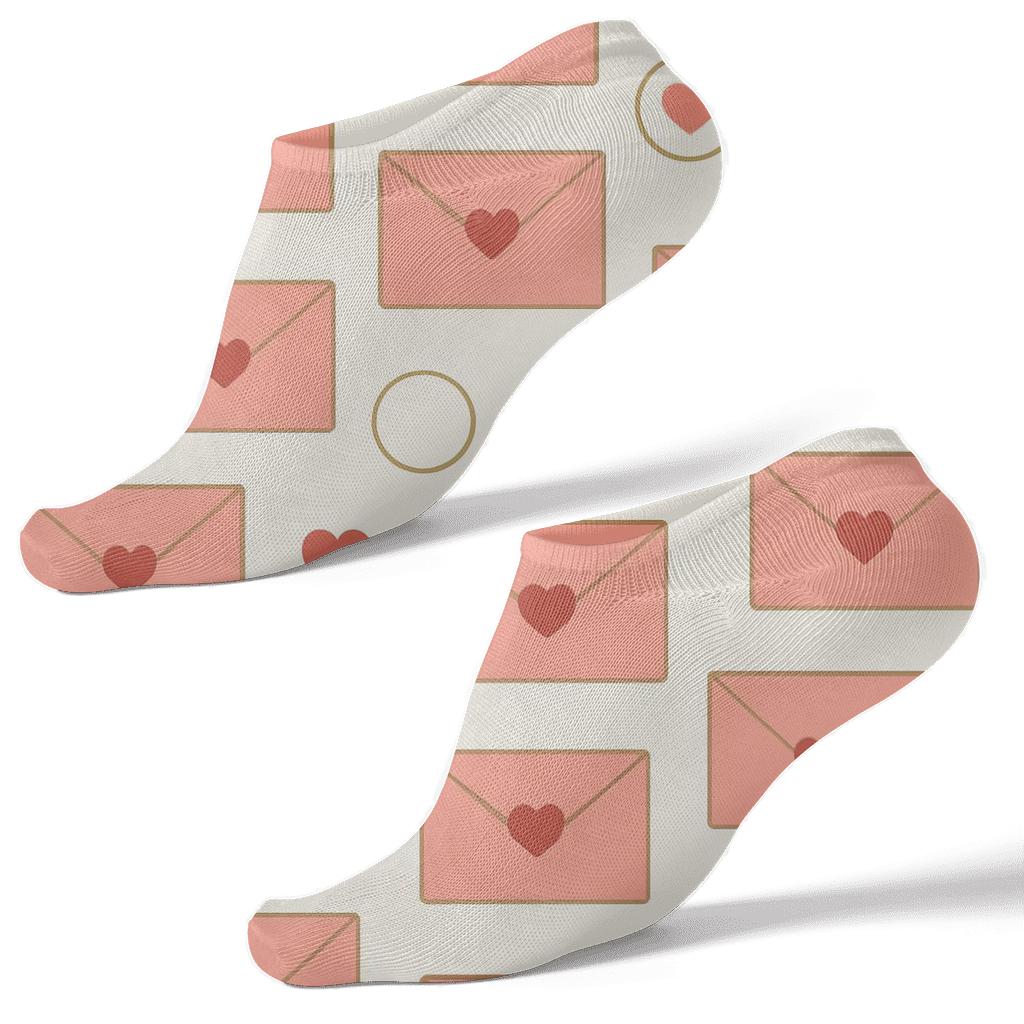 Modern Minimalist Grid With Valentines Love Letter Envelope Accents trendy patterned ankle socks