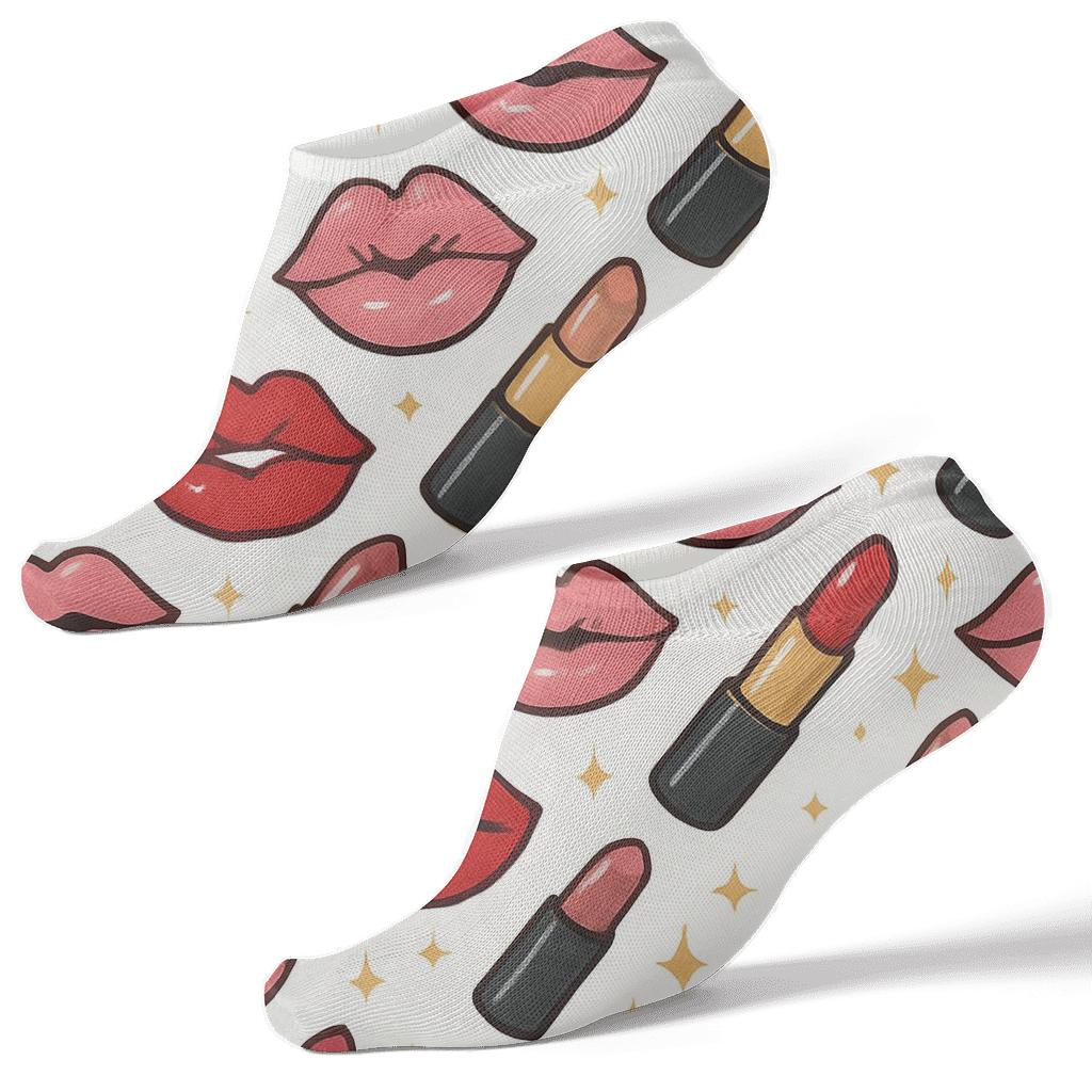 Beauty Collage Pattern With Kiss Mark Rhythm comfortable cotton ankle socks