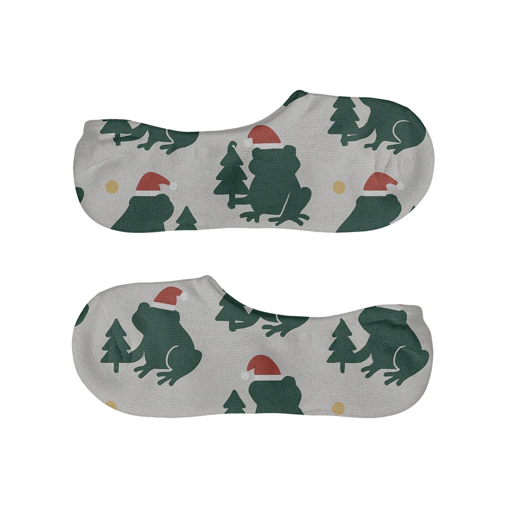 Christmas Tree Frog Minimal Icon Grid On Light Gray Background trendy no-show sock styles