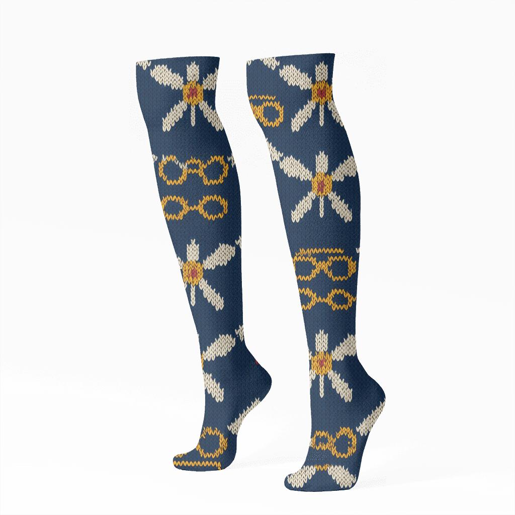 Pilot Propeller Chevron Knit Illusion soft everyday knee-high socks