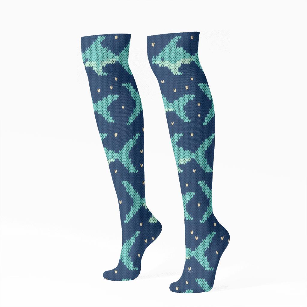 Hammerhead Chevron Shark Knit Illusion personalized knee-high socks