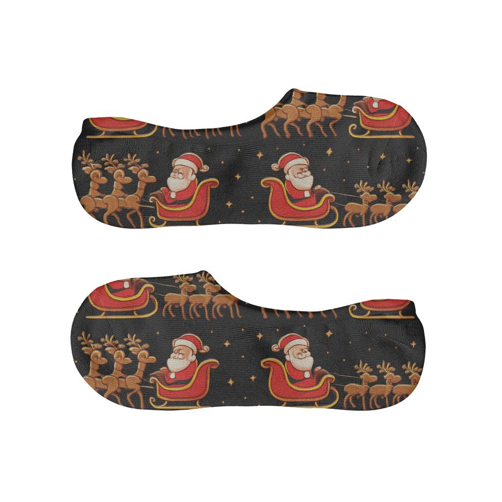Mirrored Santa Sleigh Pair Holiday Night Repeat personalized invisible socks