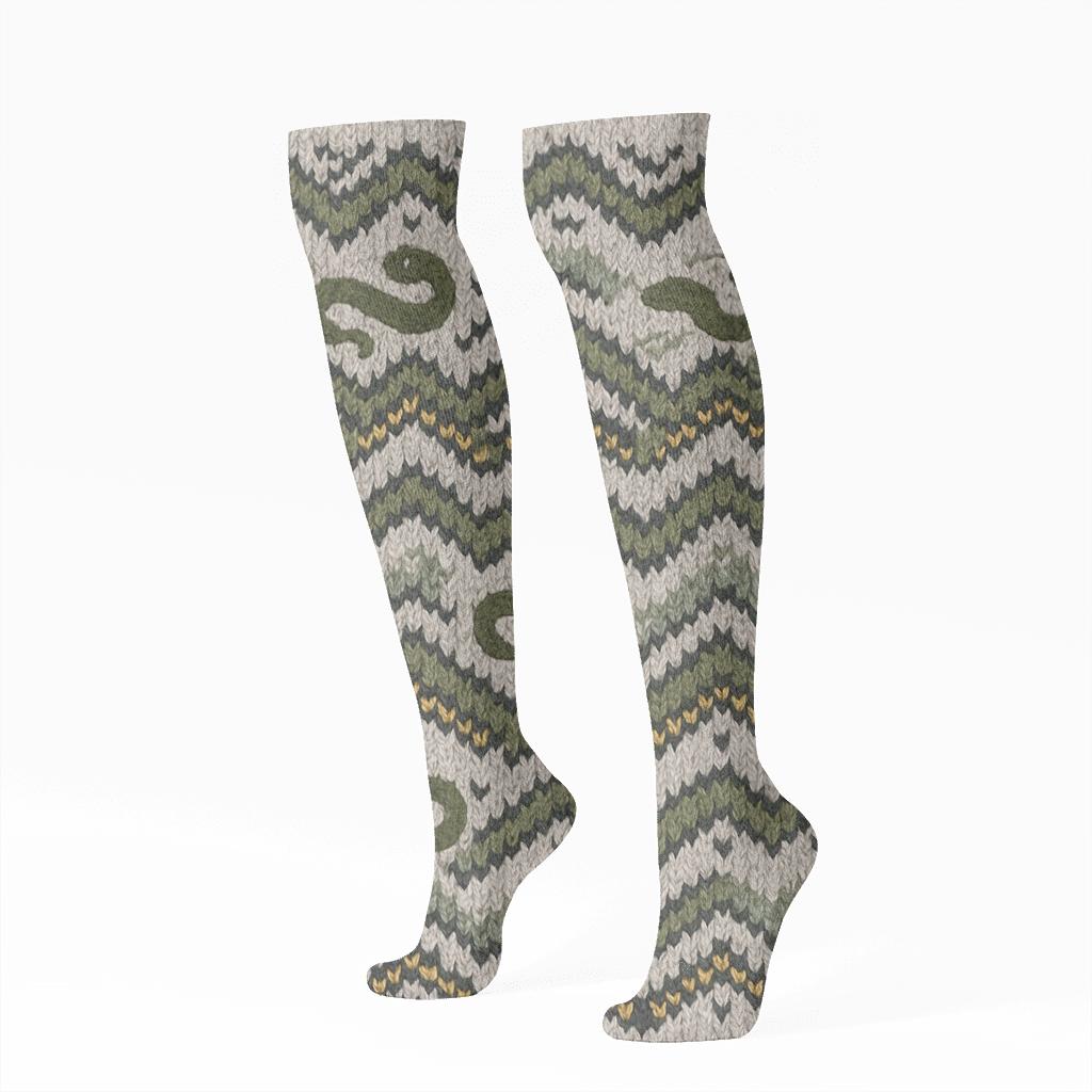Knitted Scale Illusion With Snake Trails personalized knee-high socks